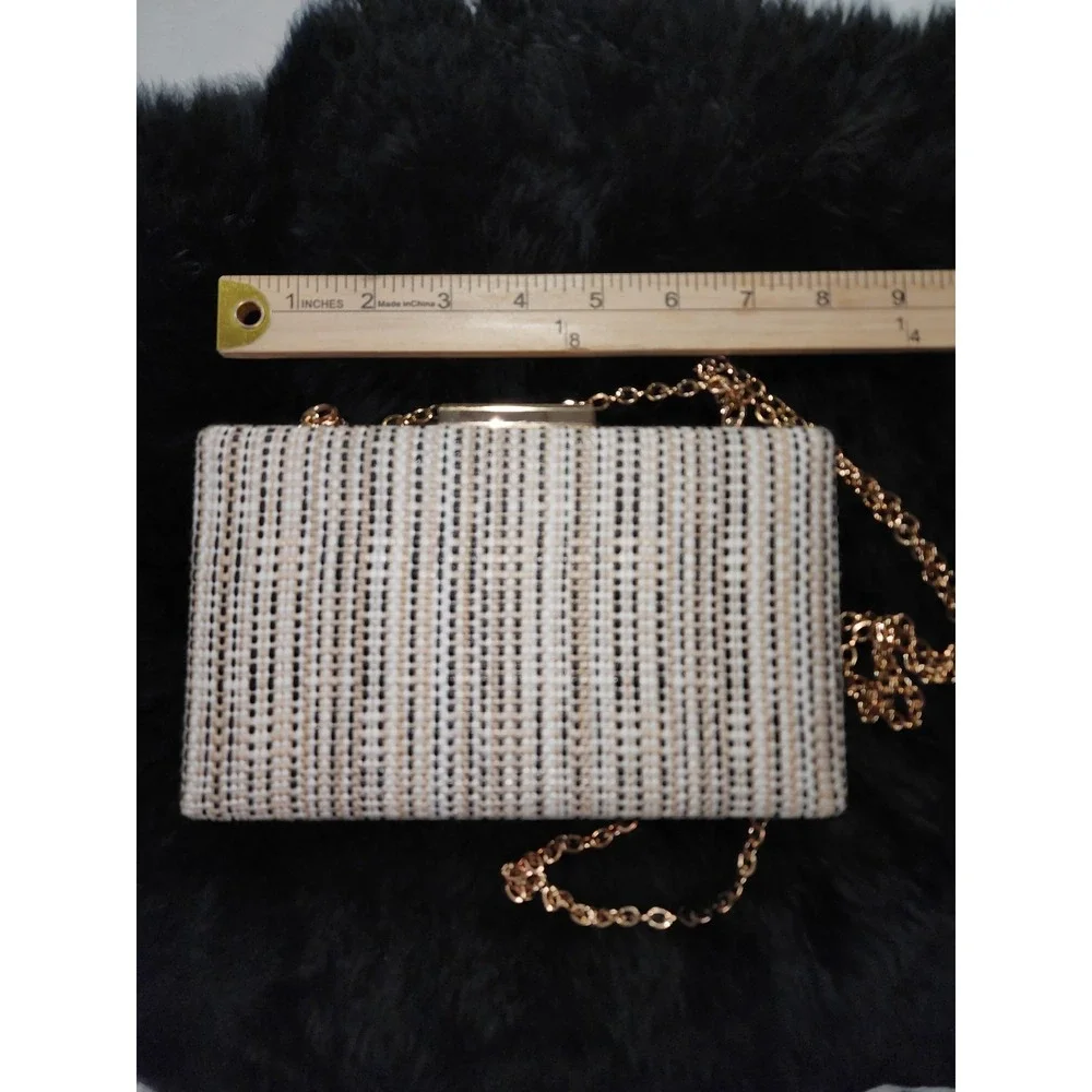 Urban Expressions‎ Azores Evening Bag Clutch Natural Tweed Beige White Black